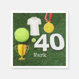 Tennis 40:e födelsedagen med tennis boll på grönt pappersservett