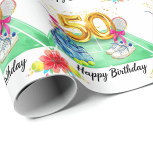 Tennis 50-årsdag tennisboll racket Presentförpackn Presentpapper