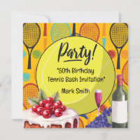 Tennis 50:e födelsedag med Namn på Racket Thmet