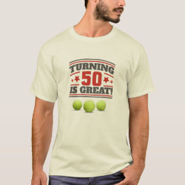 Tennis 50:e födelsedagen är underbar med bollar oc t shirt
