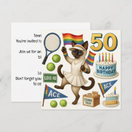 Tennis 50:e födelsedagen för Cat Lovers Inbjudningar