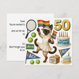 Tennis 50:e födelsedagen för Cat Lovers Inbjudningar