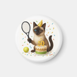 Tennis 50:e födelsedagen för Cat Lovers Magnet