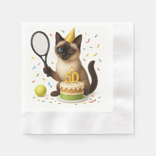 Tennis 50:e födelsedagen för Cat Lovers Pappersservett (Framsidan)