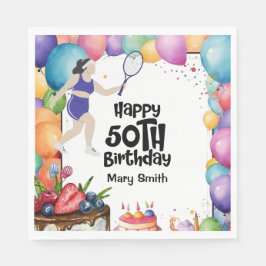 Tennis 50:e födelsedagen för Woman Player Napkins Pappersservett