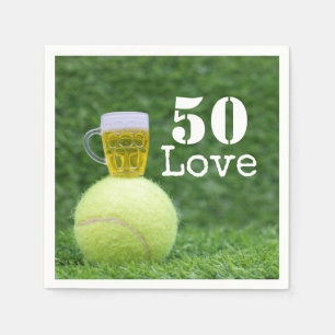 Tennis 50:e födelsedagstennis boll och nummer kärl pappersservett
