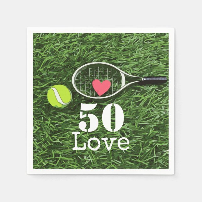 Tennis 50:e födelsedagstennis boll och nummer kärl pappersservett (Framsidan)