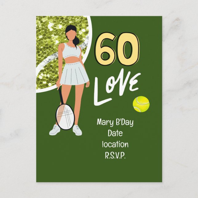 Tennis 60-årsdag för kvinnlig spelare vykort (Framsida)