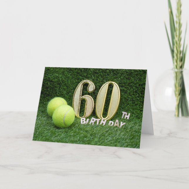 Tennis 60:e födelsedagen med nummer 60 och bollar kort (Framsida)