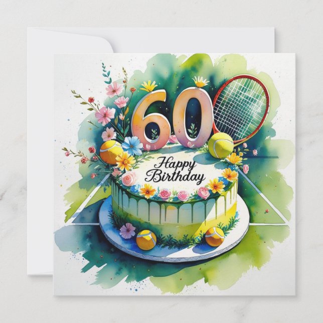 Tennis 60:e födelsedagen med tennis boll och numme kort (Framsida)