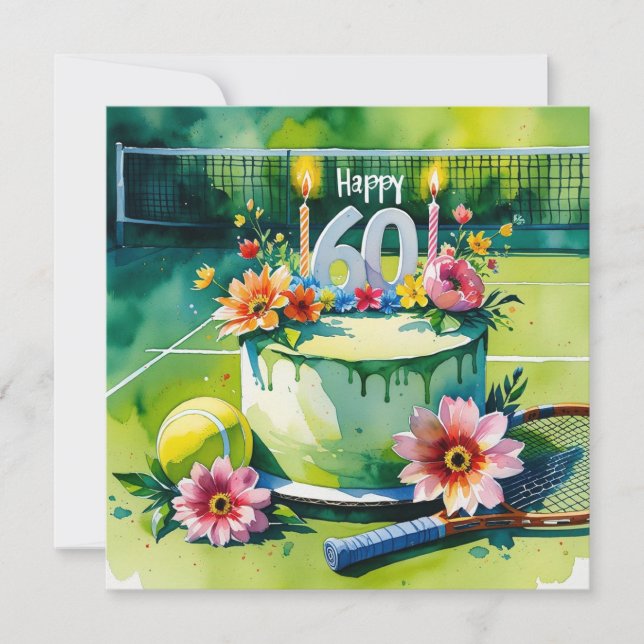 Tennis 60:e födelsedagen med tennis boll och numme kort (Framsida)