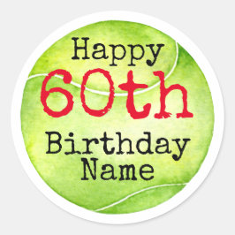 Tennis 60:e födelsedagen med tennis boll och numme runt klistermärke