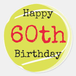 Tennis 60:e födelsedagen med tennis boll och numme runt klistermärke