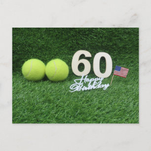 Tennis 60:e födelsedagen med tennis boll och numme vykort