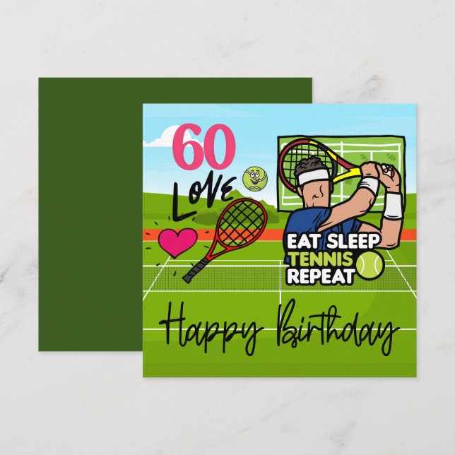 Tennis 60:e födelsedagen till tennis Player med KÄ Kort (Fram/baksida)