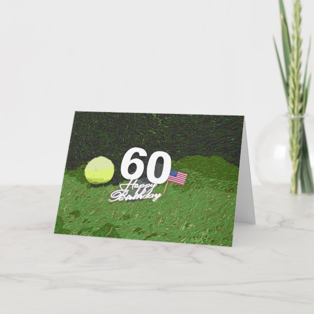 Tennis 60:e födelsedagskort med amerikansk flagga kort (Framsida)