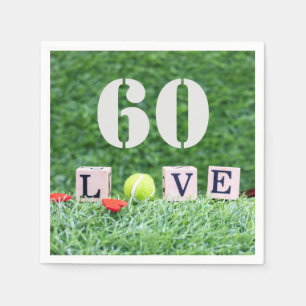 Tennis 60:e födelsedagstennis boll och nummer kä pappersservett