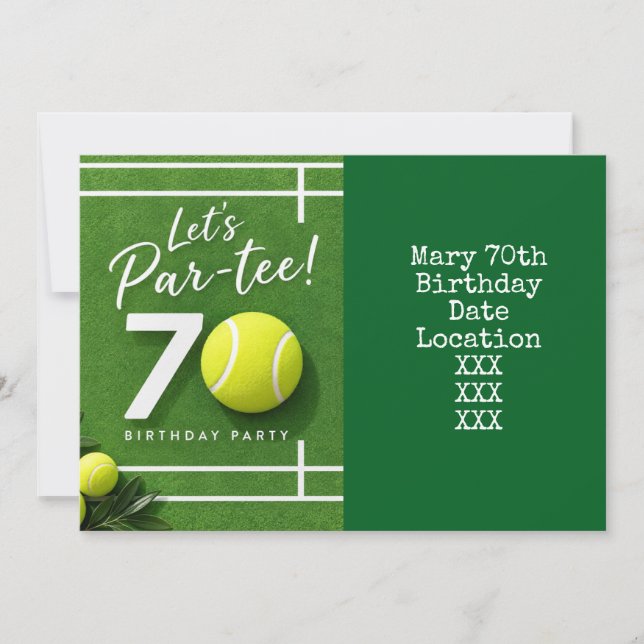 Tennis 70-årsdag inbjudningar (Framsida)