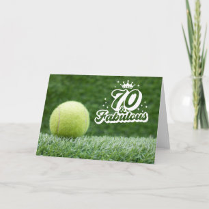 Tennis 70:e födelsedagen med boll på grönt gräs kort