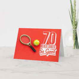 Tennis 70:e födelsedagen med boll på rött kort