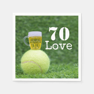 Tennis 70:e födelsedagstennis boll och nummer kärl pappersservett
