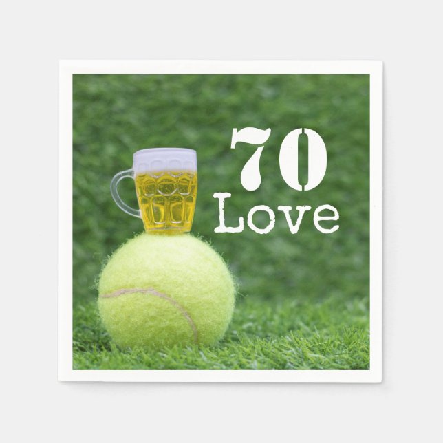 Tennis 70:e födelsedagstennis boll och nummer kärl pappersservett (Framsidan)
