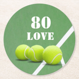 Tennis 80-årsdag med kärlek för spelare underlägg papper rund