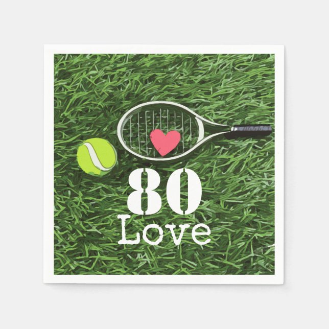 Tennis 80:e födelsedagstennis boll och nummer kärl pappersservett (Framsidan)