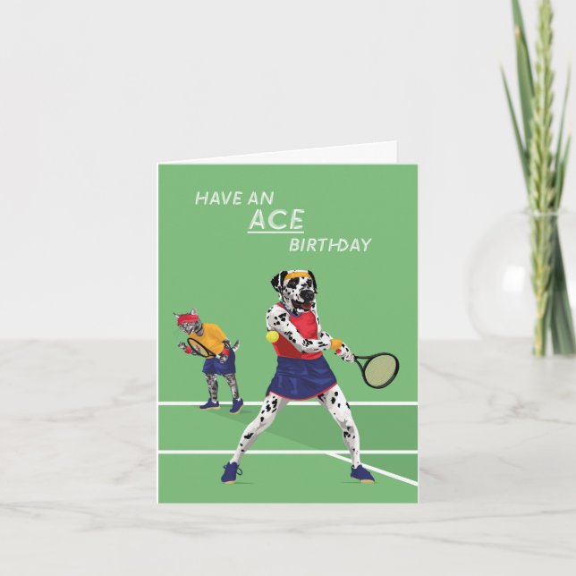 Tennis Ace Dotty Hund Birthday Kort (Framsida)