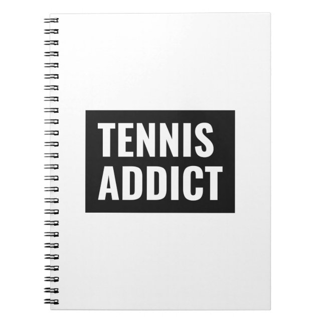 Tennis Addict Black and White Funny Idrottsman Cit Anteckningsbok (Framsidan)