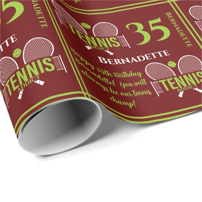 Tennis Addict Namn Age Birthday Presentpapper (Rullad Hörn)