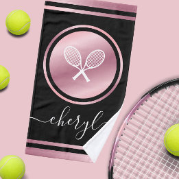 Tennis Aesthetic Rosa Hand Towel med eget namn