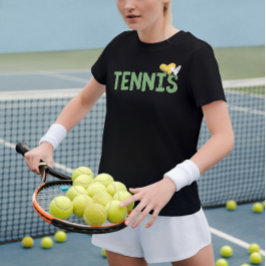 Tennis Älskare Bold Grönt Text med Cute Hearts T Shirt