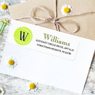 Tennis Anpassningsbar Monogram Namn Return-adresse Returadress Etikett