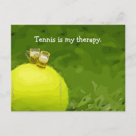 Tennis är min terapi med tennis boll och öl vykort