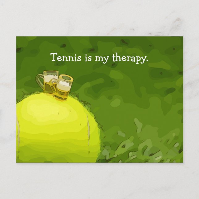 Tennis är min terapi med tennis boll och öl vykort (Framsida)