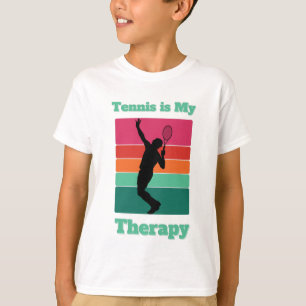 Tennis är min terapi rektangel retro solnedgång t shirt