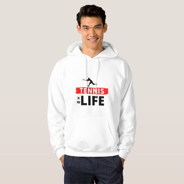 Tennis är mitt liv Sports Kärlek inspirational Whi Hoodie (Hel framsida)