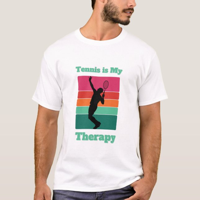 Tennis är My Therapy Rectangle Retro Sunset T Shirt (Framsida)