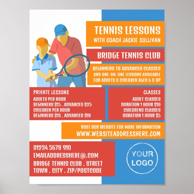 Tennis Art Design, tennis Lessons/Classes Advert Poster (Framsidan)