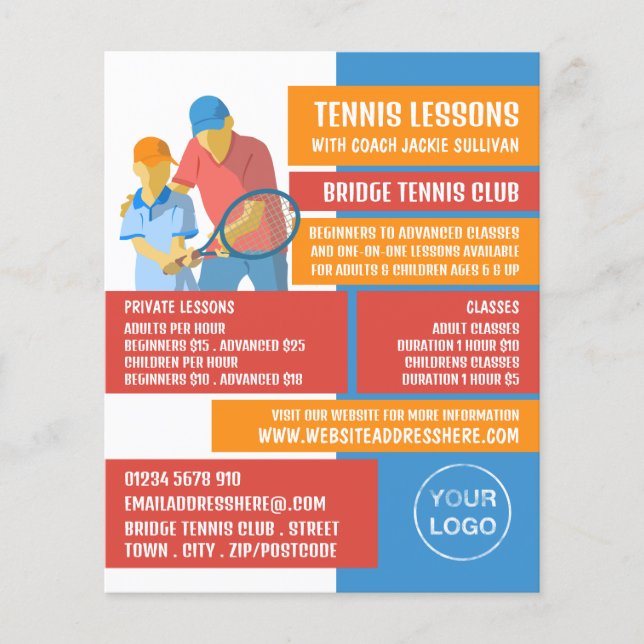 Tennis Art Design, tennis Lessons/Classes Flygblad (Framsidan)