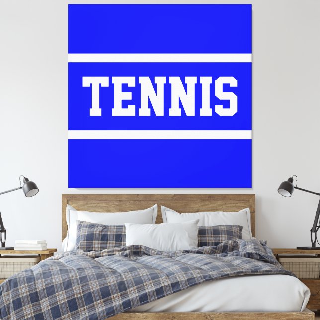 TENNIS Athletic Bright Blue White Stripes Canvastryck (Insitu (sovrum))