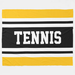 TENNIS Atletisk Gul Svart Vit Racingränder Fleecefilt