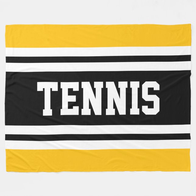 TENNIS Atletisk Gul Svart Vit Racingränder Fleecefilt (Framsidan (Horisontell))