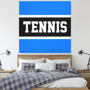 TENNIS Atletisk Ljusblå Svart Vit Randig Canvastryck