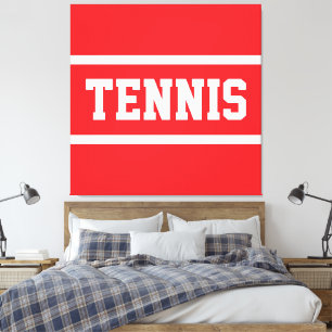 TENNIS Atletisk Sportig Ljus Röd Vit Randig Canvastryck