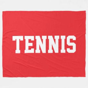 TENNIS Atletisk Sportig Vit Text På Ljus Röd Fleecefilt