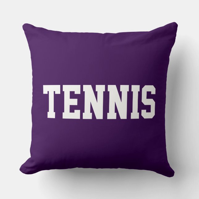TENNIS Atletisk vit text på färgrik djup lila Kudde (Framsida)