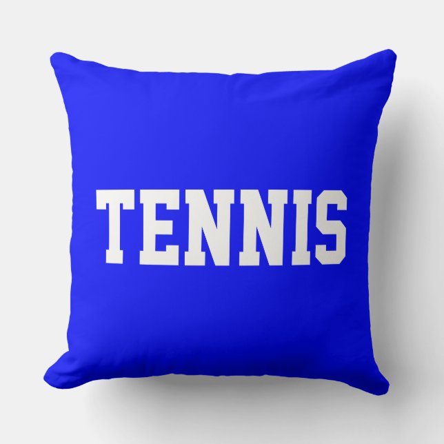 TENNIS Atletisk vit text på färgrik Royalblå Kudde (Framsida)