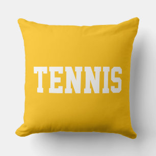 TENNIS Atletisk vit text på stark gul orange Kudde